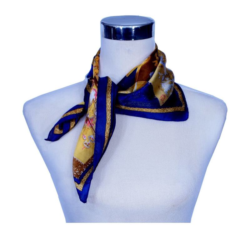 Foulard Shawl Silk Thin Asia Asian Culture Blue Yellow